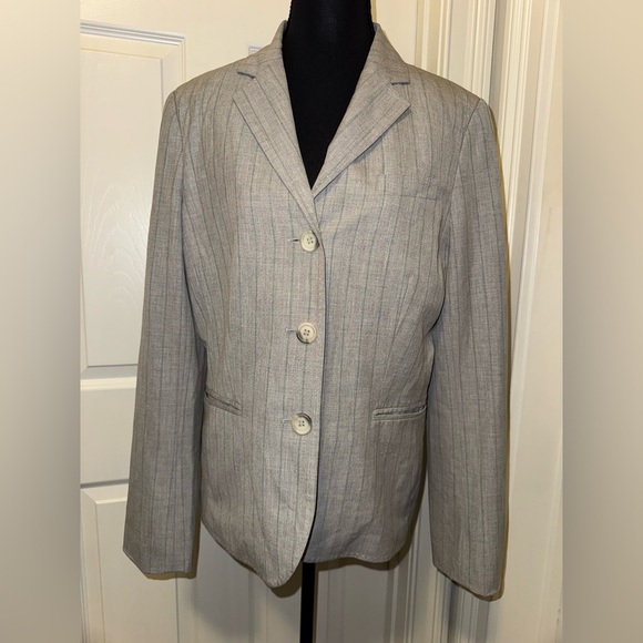 The Limited Light Gray/Pink Pinstripe Blazer - Picture 1 of 15